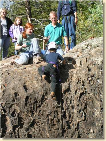 Benjamin Hunt trying to climb back up