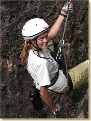 Lezli Sage on her way down the cliff
