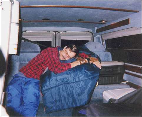 Fred Adams resting peacefully after Daniel drove Shaffer Trail