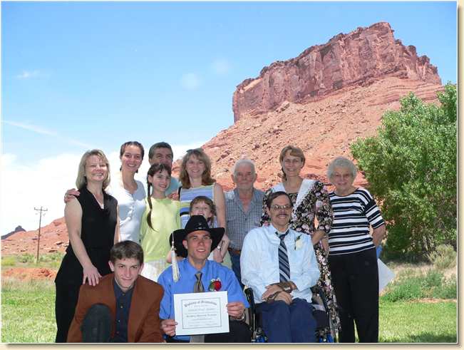 Adams and Medina families at Daniel's graduation