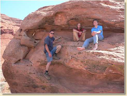 Daniel Adams, Lezli Sage and Jeremy Larson on boulder