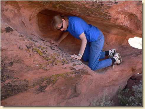 Diana Adams in boulder hole