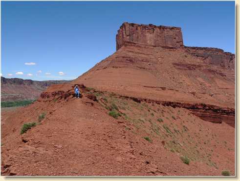 Diana Adams resting on trail to Parriott Mesa