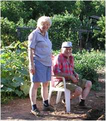 Betty & Celian Adams in garden