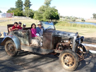 Homeschool kids ride 1930 Ford Model A Roadster