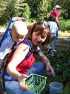 Robin Sanchez & baby Ethan picking berries at Deer View